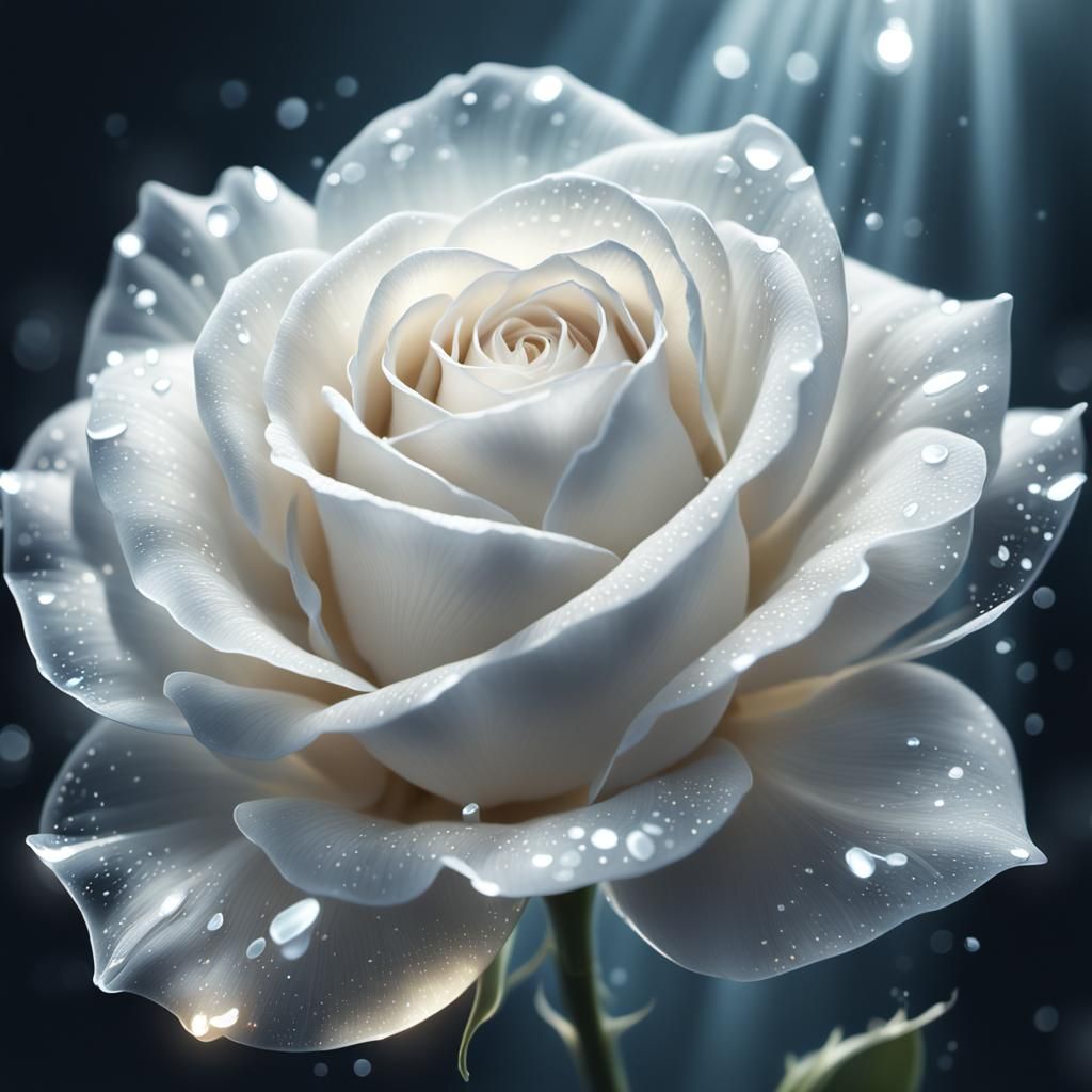 Glowing White Rose Mystical Illustration