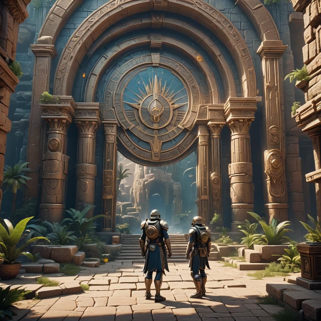 Atlantis Stargate Guards in 3D Game Cinematic Style