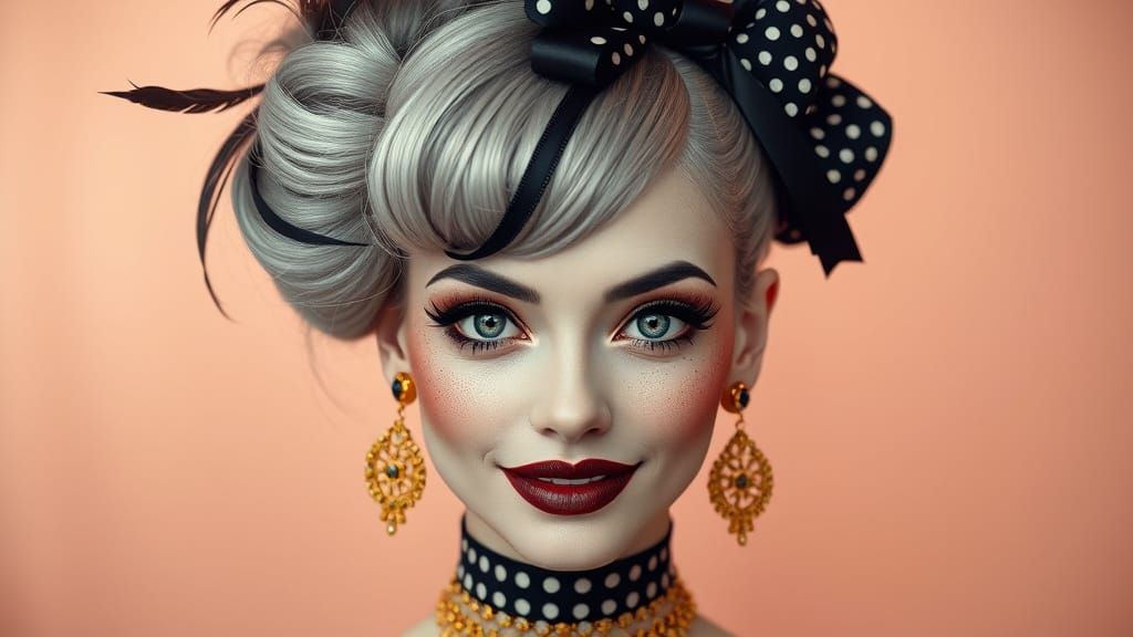 Vibrant Portrait of a Captivating Woman in Rose Gold