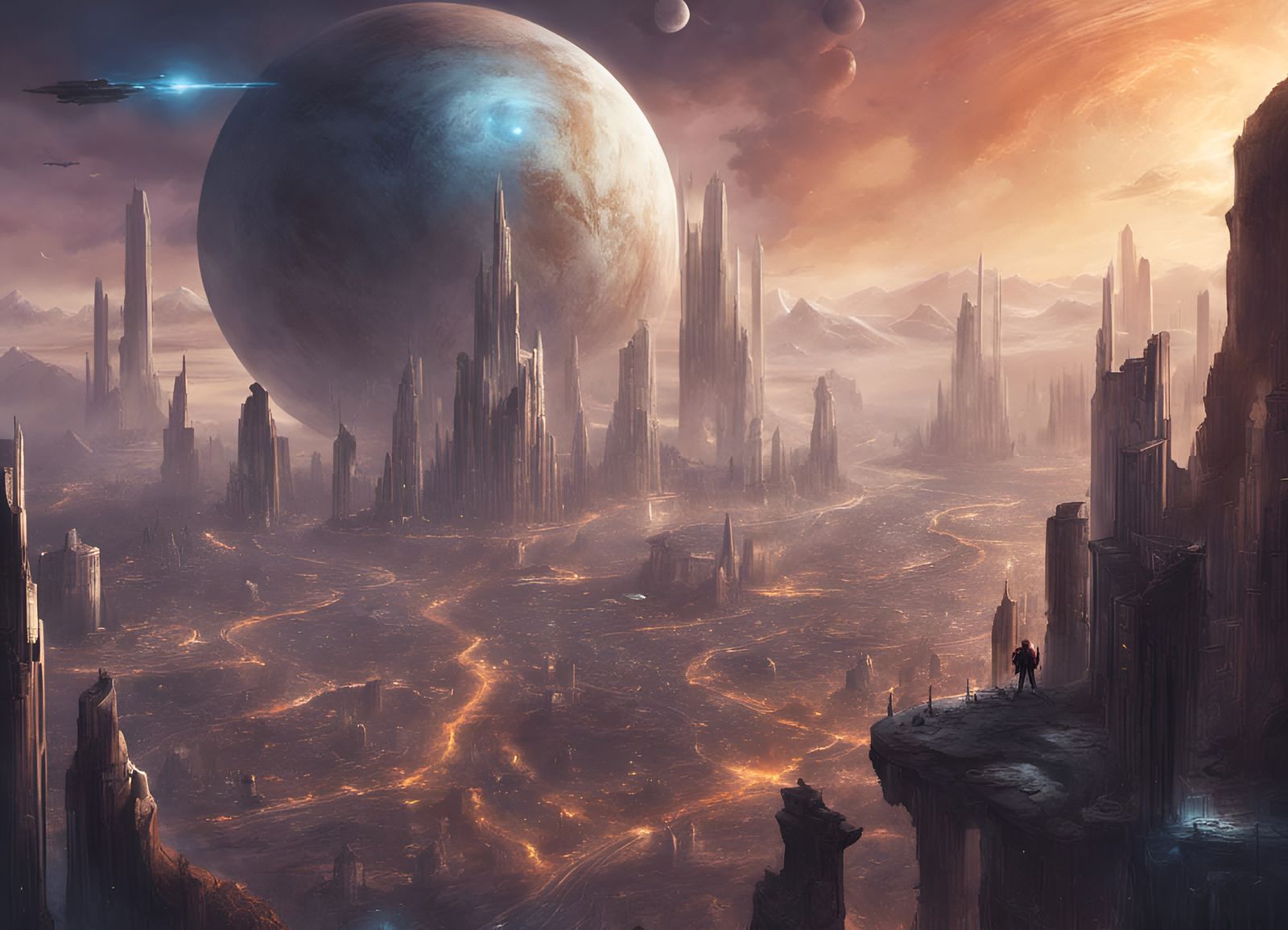 Futuristic City on Alien Planet in Fantasy Art Style