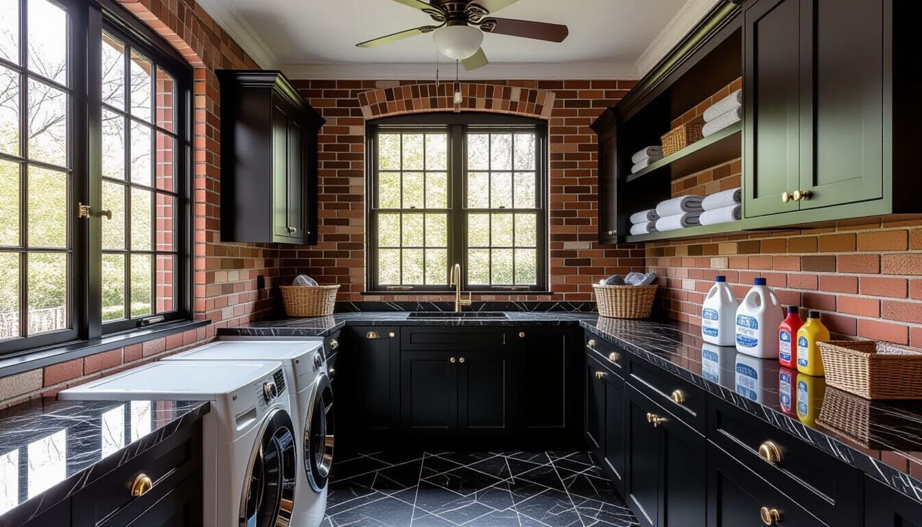 Victorian Laundry Room with Glass Walls and Natural Light