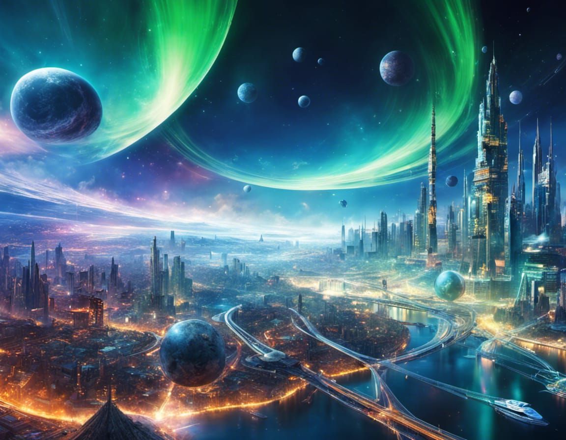 Retrofuturistic Cities Collide in Cosmic Explosion