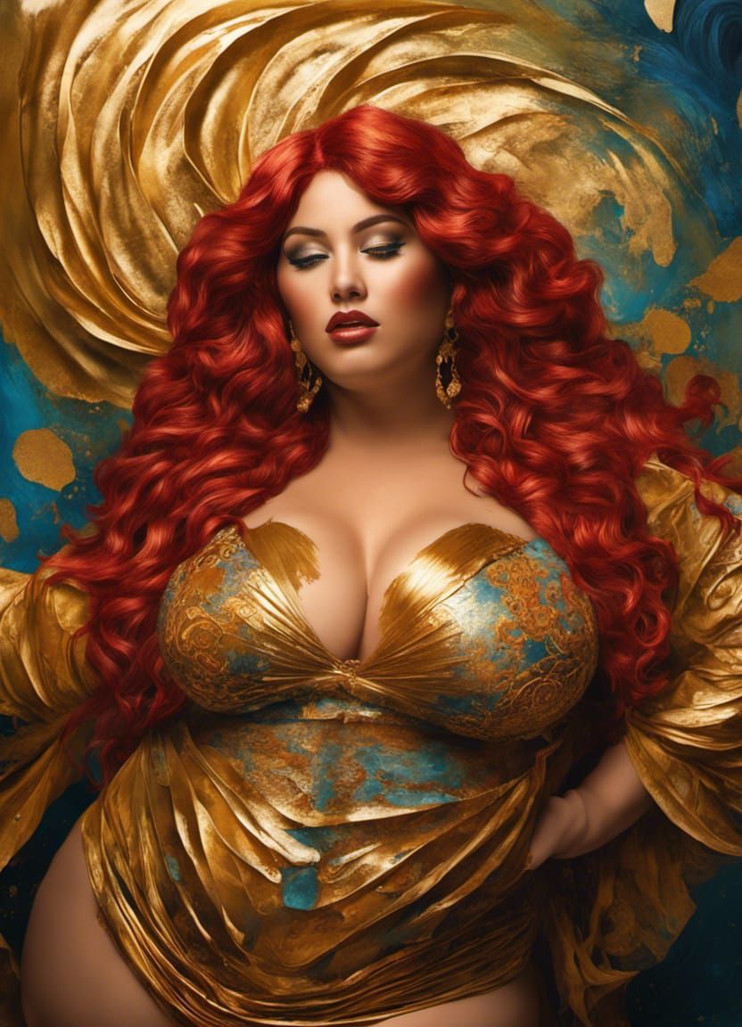 Gold-Painted Gypsy Woman in Modern Splash Art
