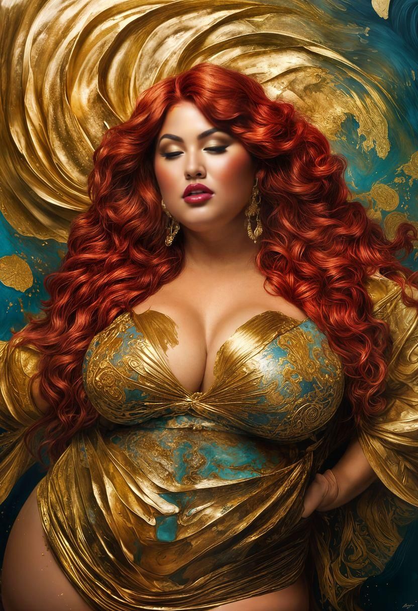 Gold-Painted Gypsy Woman in Modern Splash Art