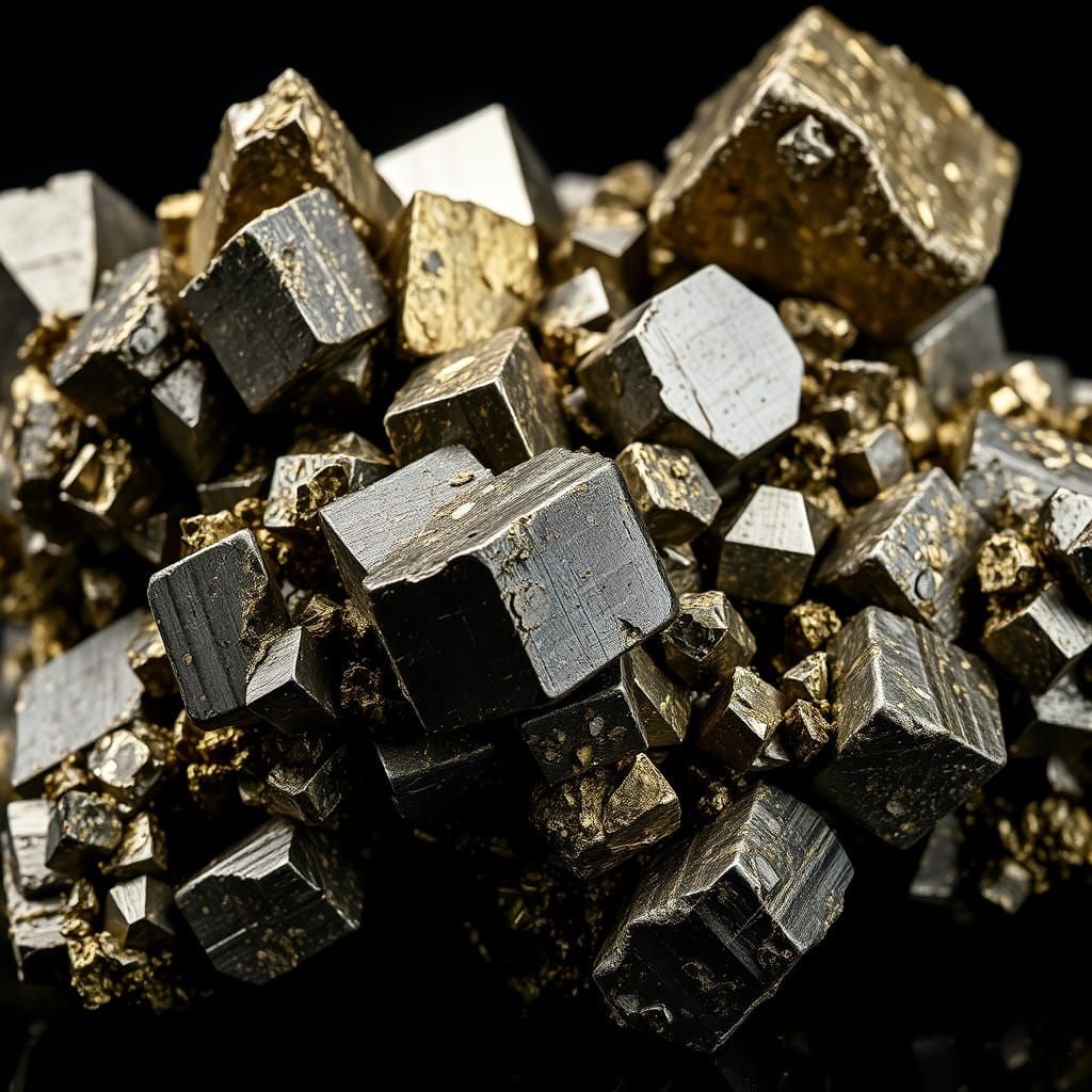 Pyrite Crystals in Baroque Lighting