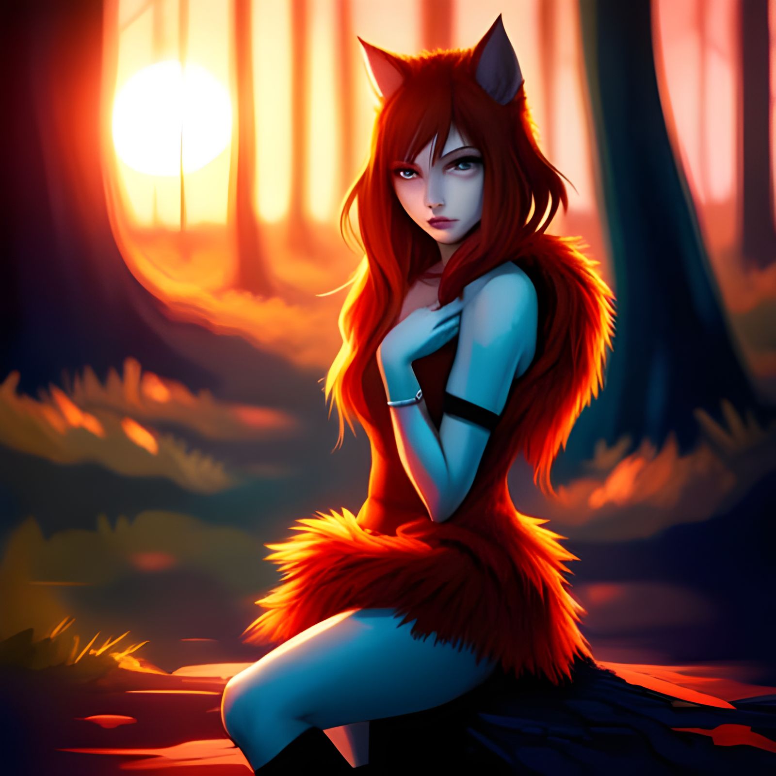 Beautiful Werewolf Girl in Manhwa Style