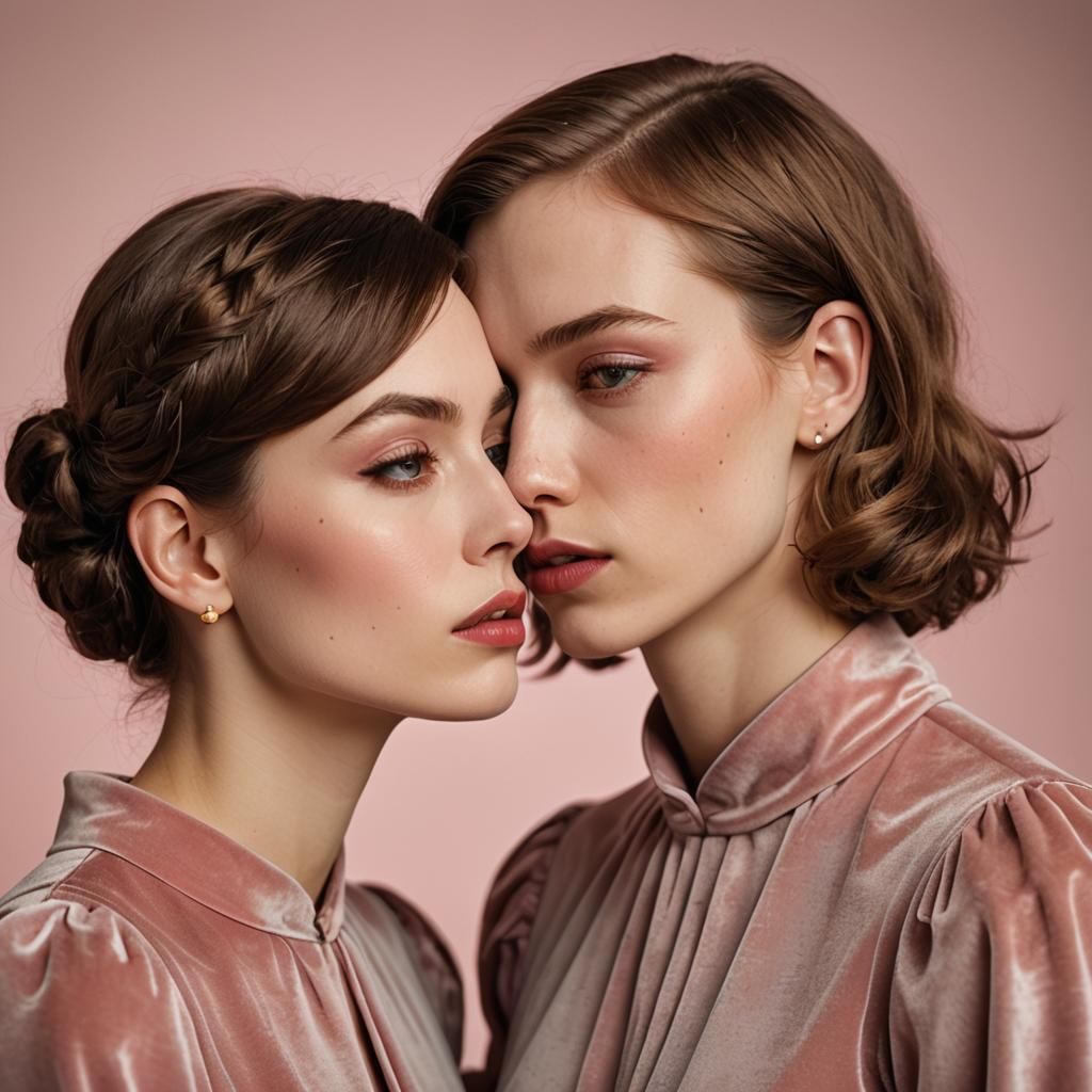 Young Woman Rejects Kiss From Boy in Velvet Dress