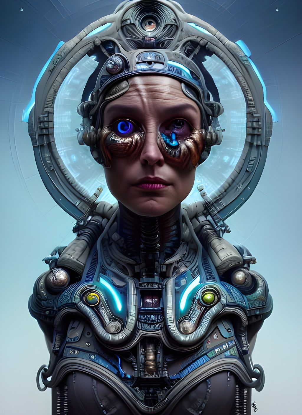 Sci-Fi Cyborg Shaman Portrait in 3D