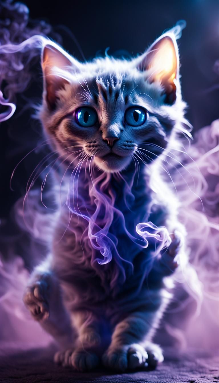 Alien Kitten Portrait in Hyperrealistic Sci-Fi Style