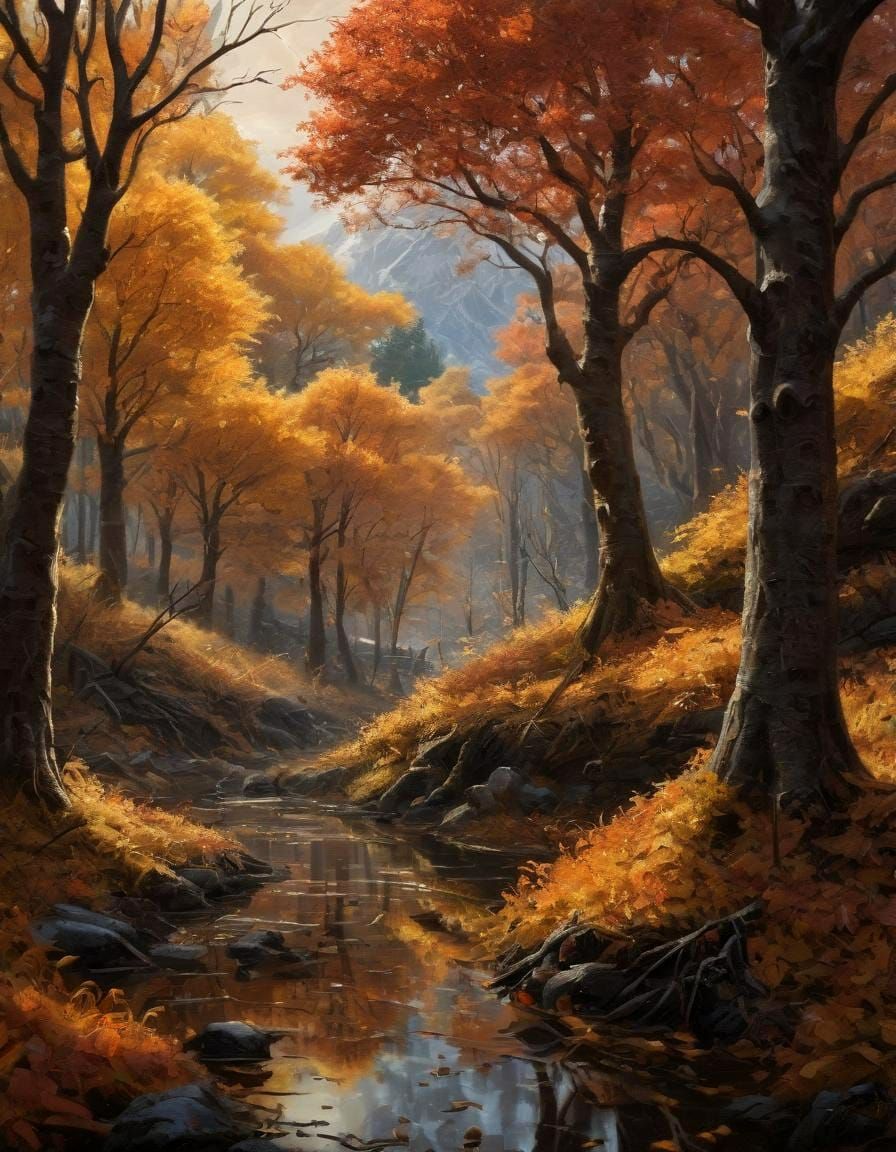 Late Autumn Fantasy Oil Painting