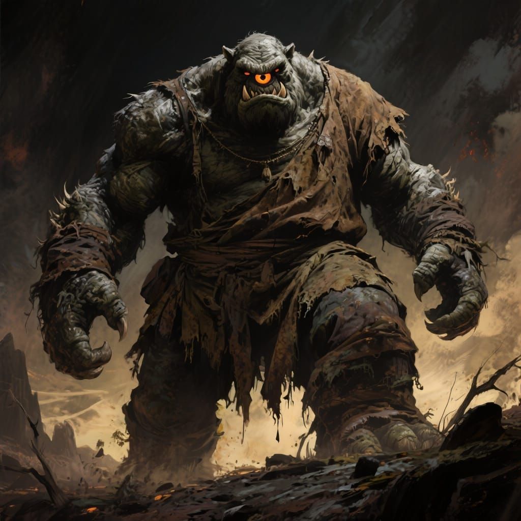 Towering One-Eyed Giant in Frazetta-esque Style