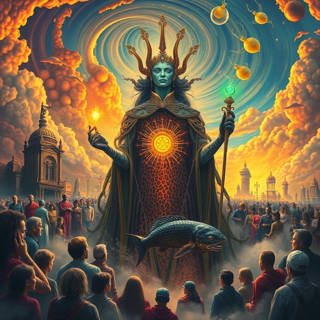 Leopard Queen of Time in Surrealist Style