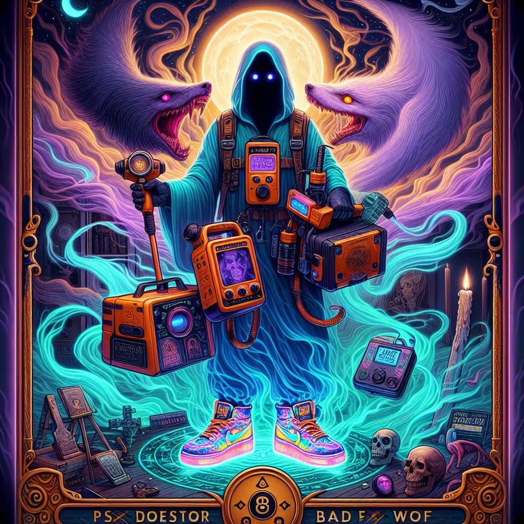 Tarot Card Featuring Ghostly Paranormal Investigator