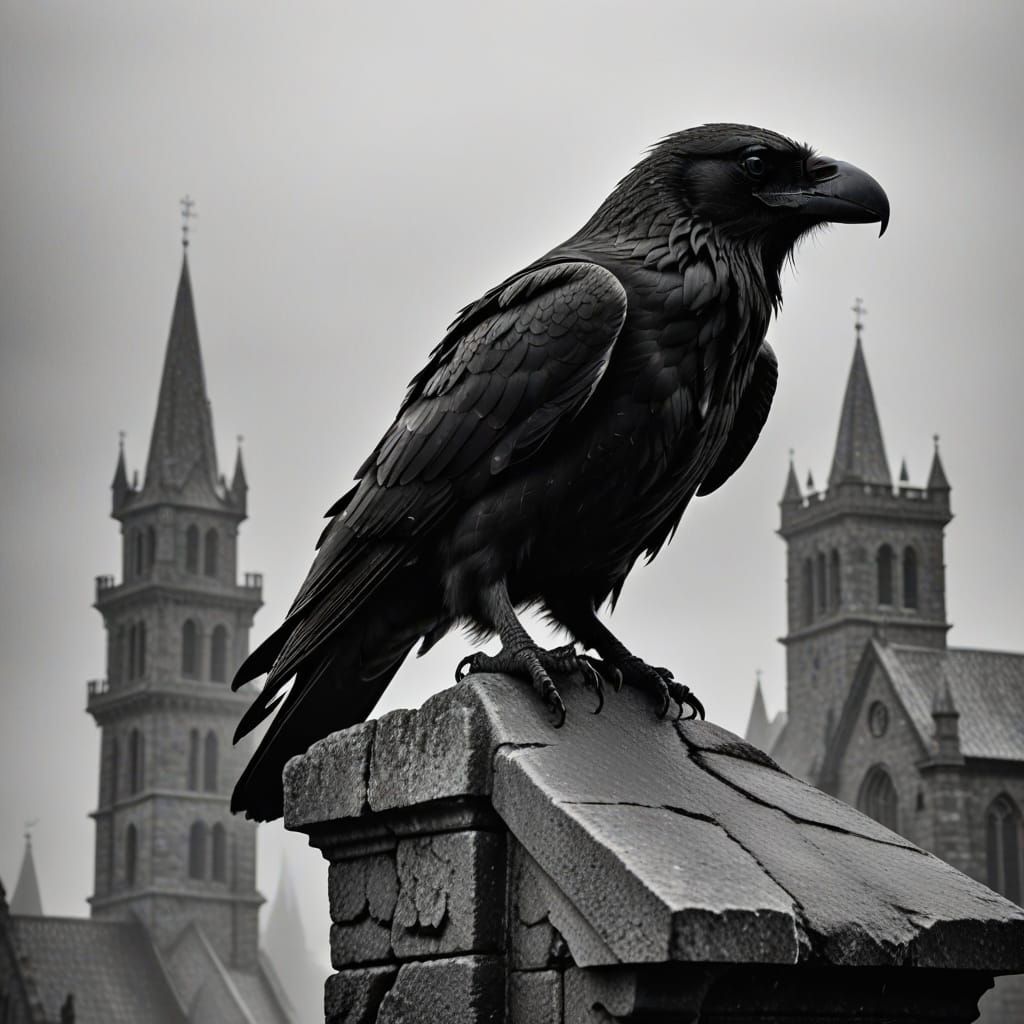 Elegant Gothic Cathedral Scene in Black and White