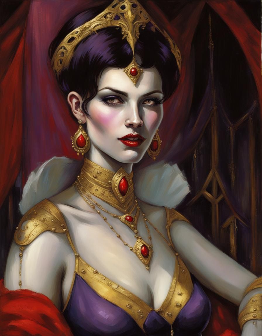 Byzantine Vampire Lady Portrait in Dark Fantasy Art