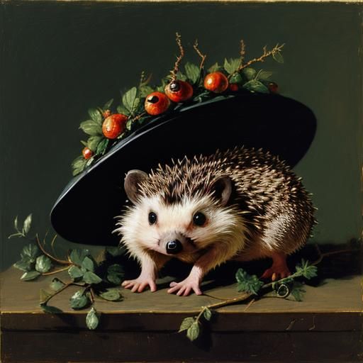 Hedgehog in Hedge Hat, Baroque Style