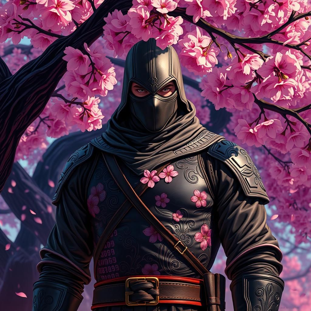 Cherry Blossom Assassin in Detailed Armor