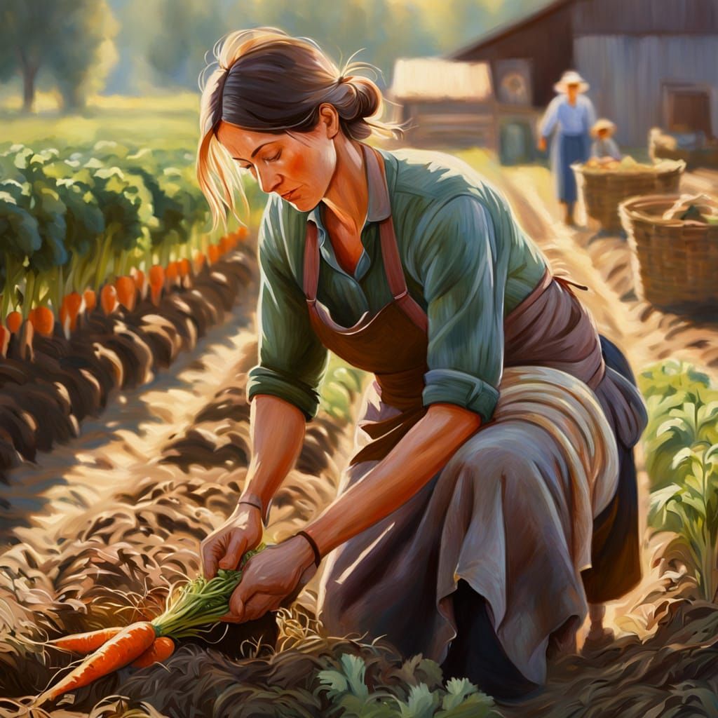 Mother's Gentle Labor in the Countryside