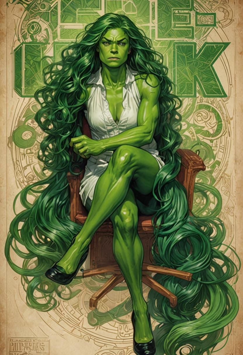 She Hulk Portrait in Art Nouveau Style