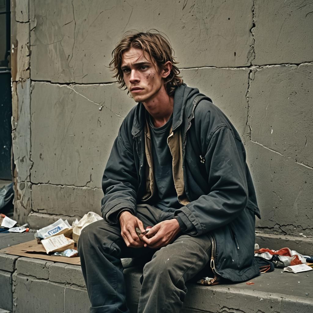Dramatic Film Still of Homeless Youth on Skid Row