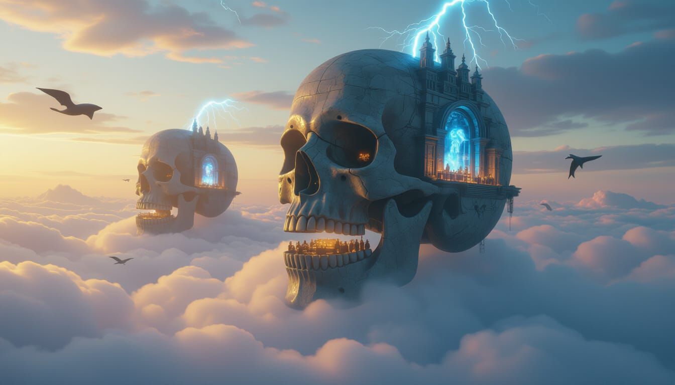 Colossal Stone Giants: Floating Cities in the Sky