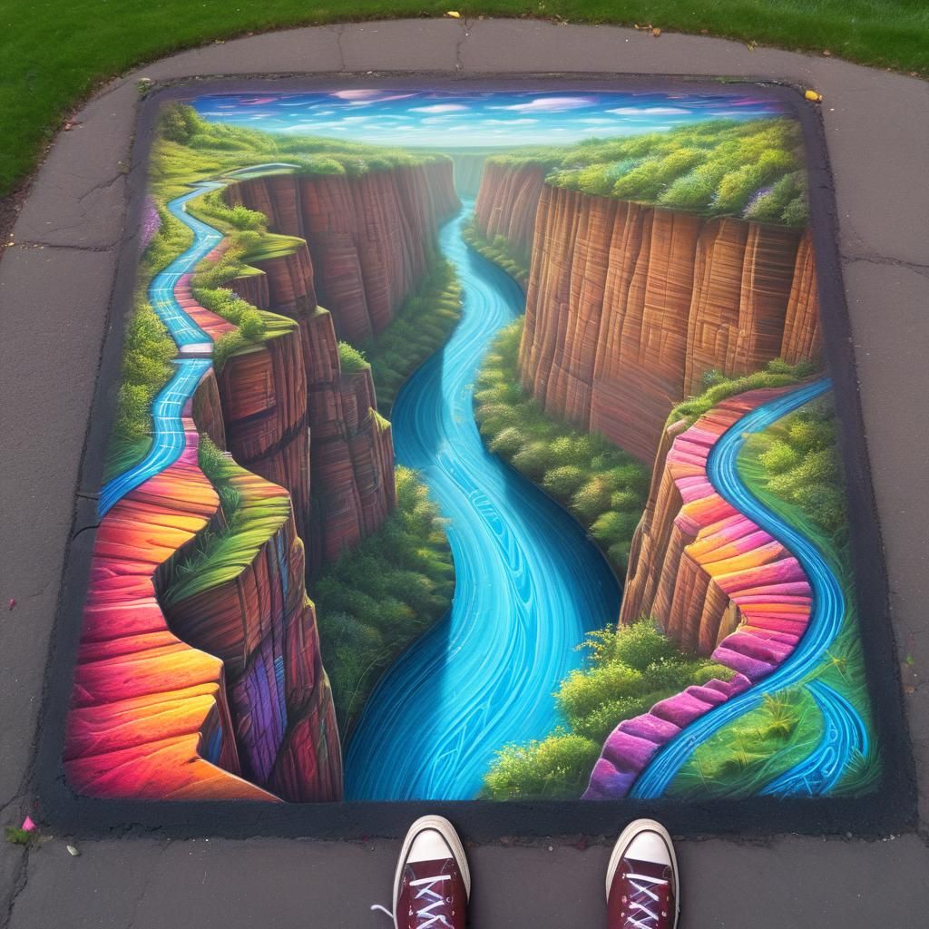 Surreal Chalk Art Planet Gorge Illusion