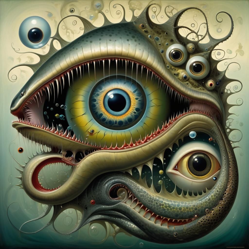 Surreal Eel Feast Inspired by Bosch, Giger, Dali