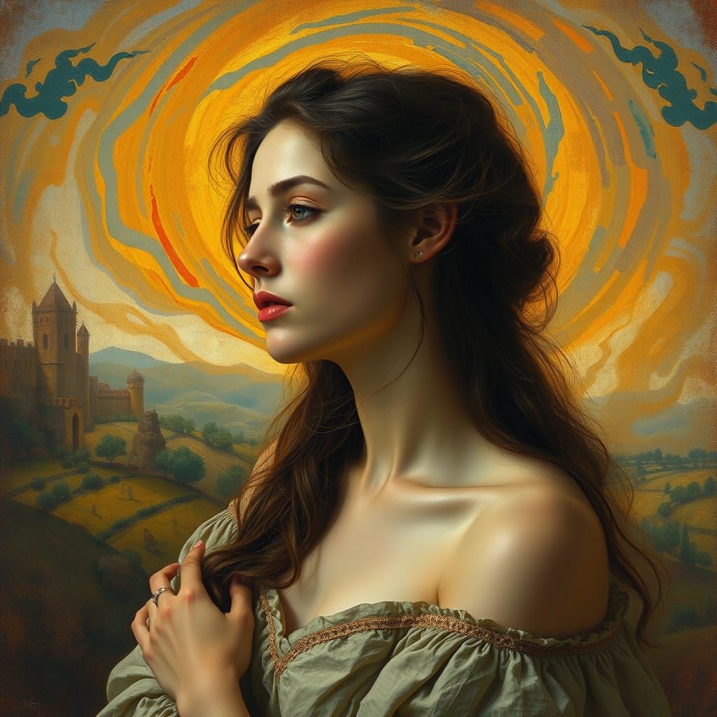 Woman Dreaming in Medieval and Romantic Styles