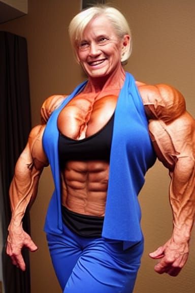 Muscular Bodybuilder Grandma with Ripped Physique