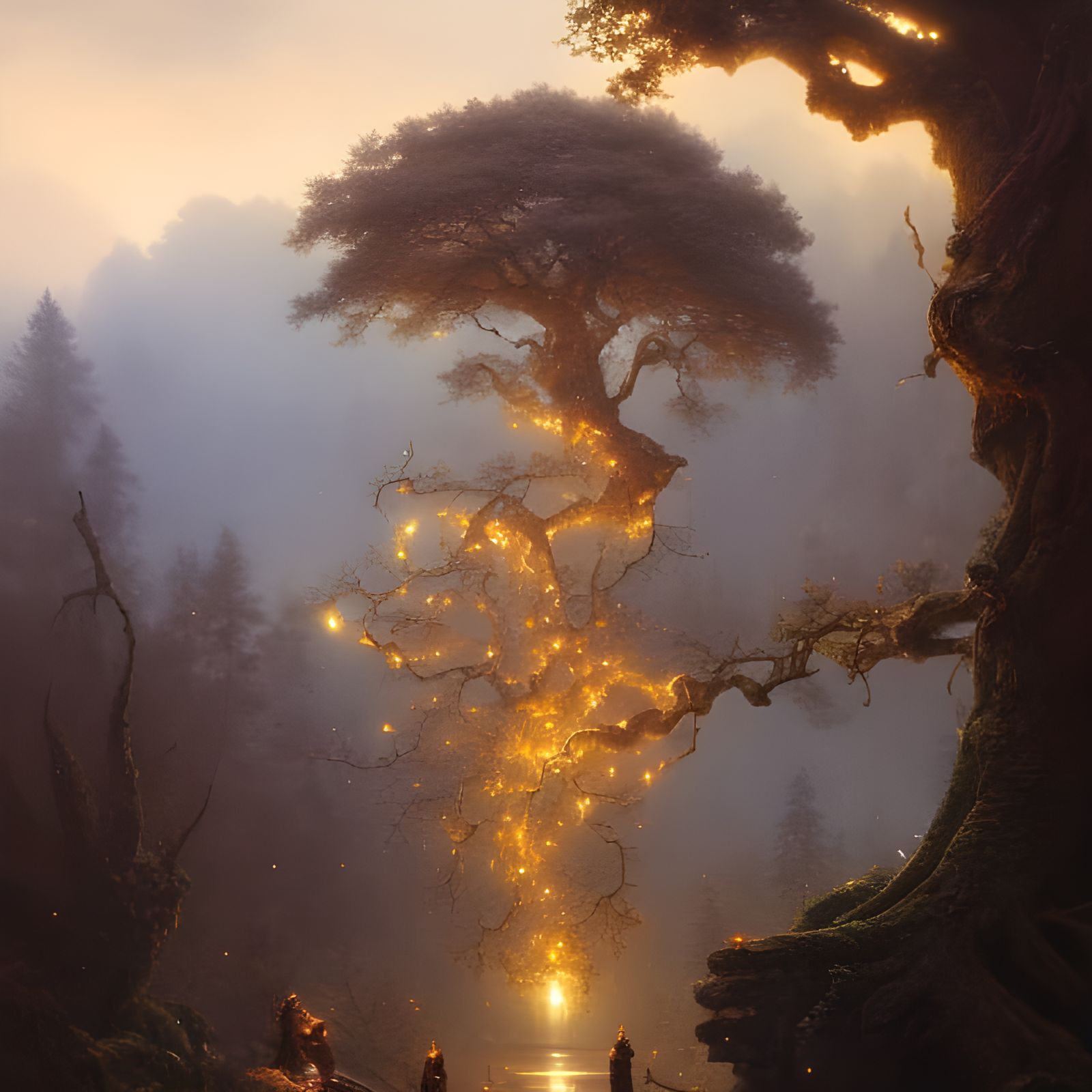 Mystical Stone Portal in Swirling Tree Roots