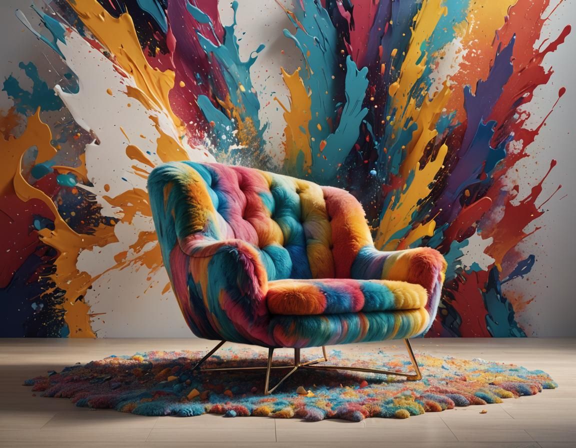 Modern Furniture with Multi-Colored Fluffiness Effect