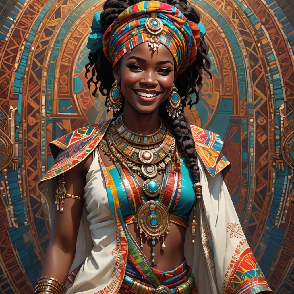 Beautiful African Bride Portrait in Detailed Concept Art