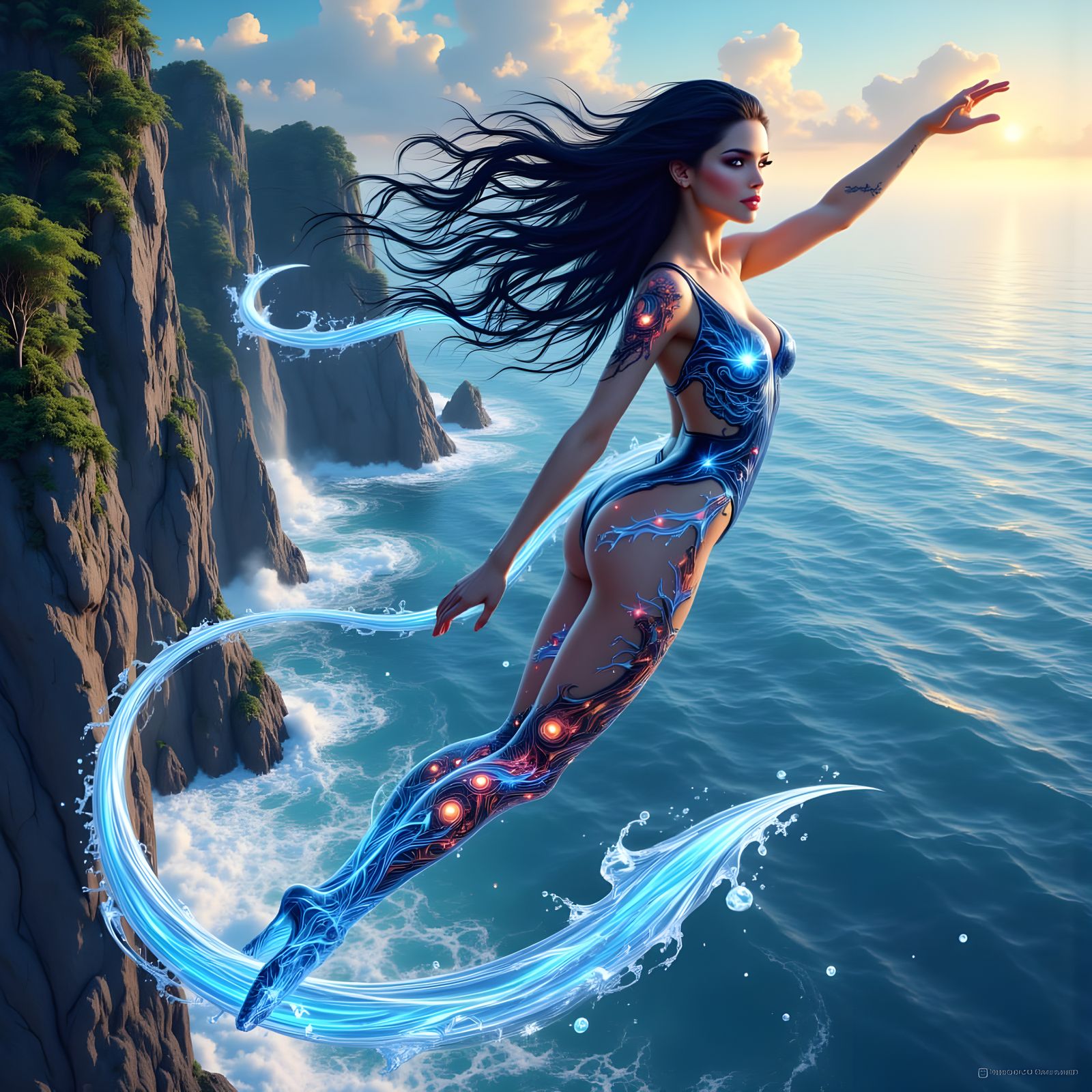 Megan Fox Leaps from Cliff into Ocean as Water Dragon Awaken...