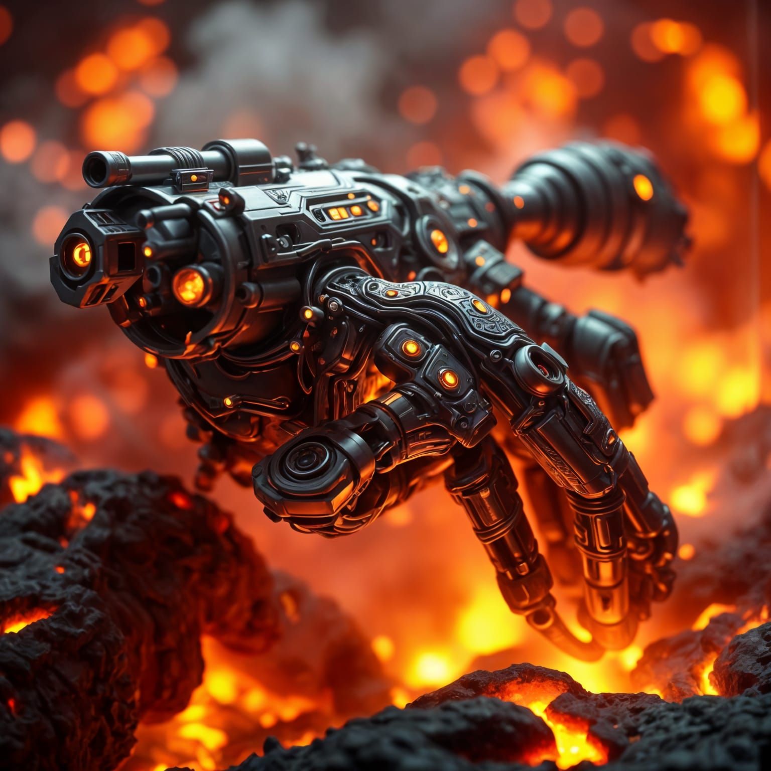 Cybernetic Arm Cannon in Hyper Photorealism