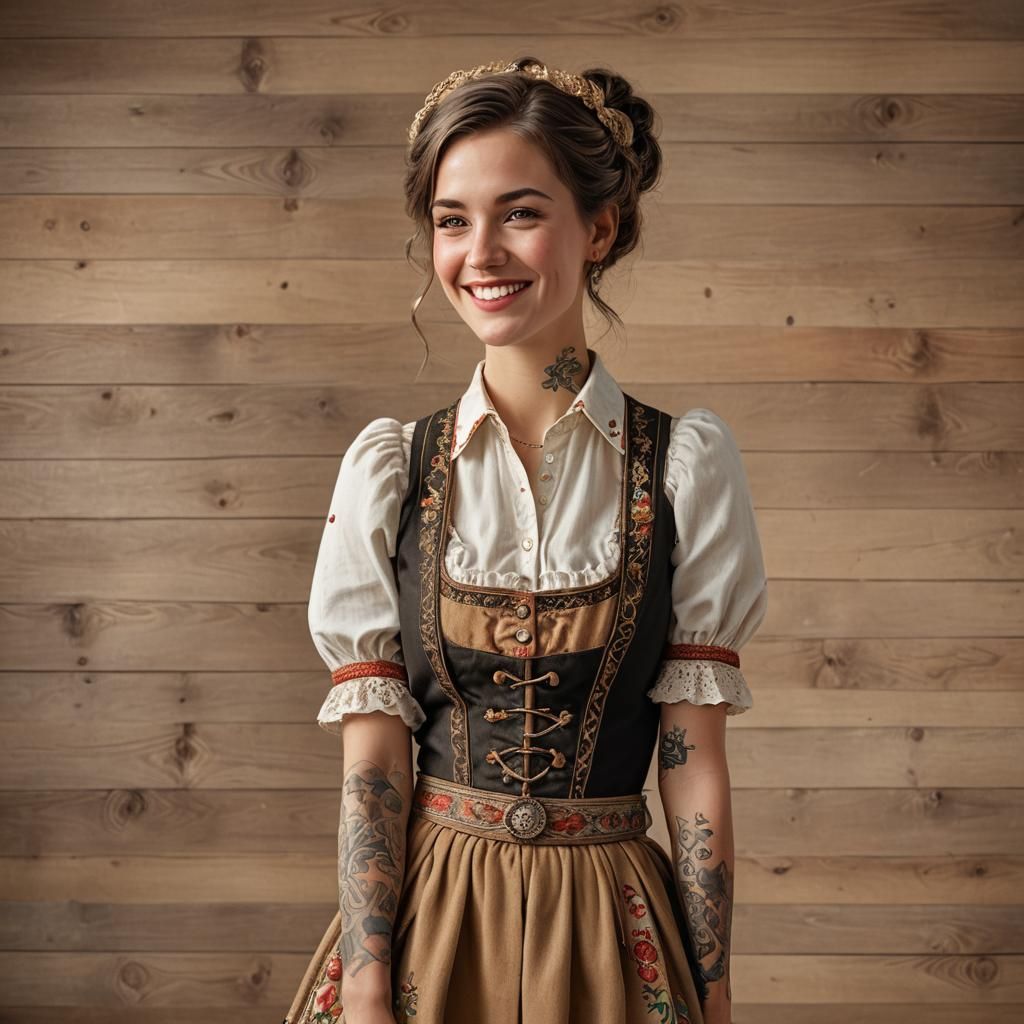 Attractive Bavarian Woman Portrait in Hyperrealism