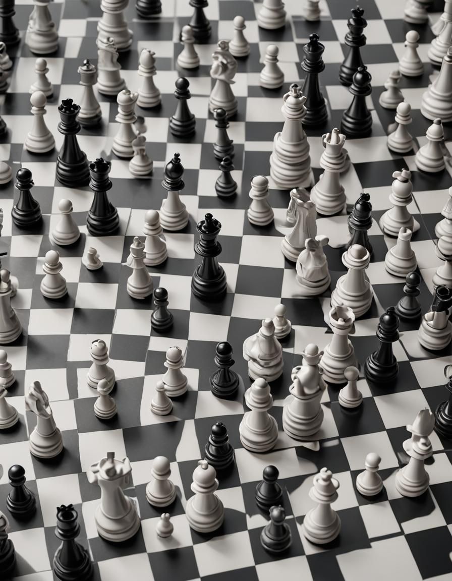Black and White Chess in Precisionism Style