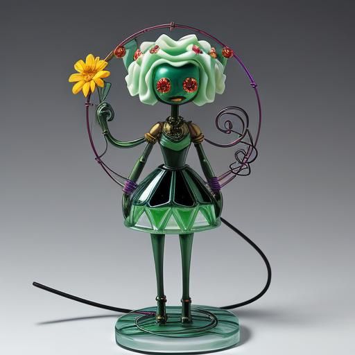 Geometric Flower Girl Figurine in Acrylic Glass