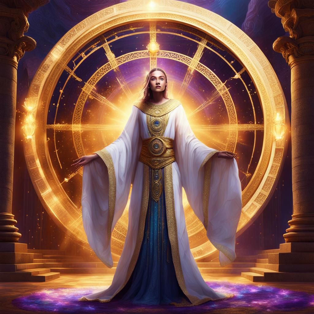 Goddess of Light Before Golden Portal