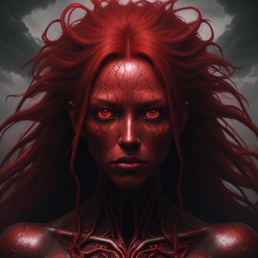 Surreal Redhead Woman in Dystopian World