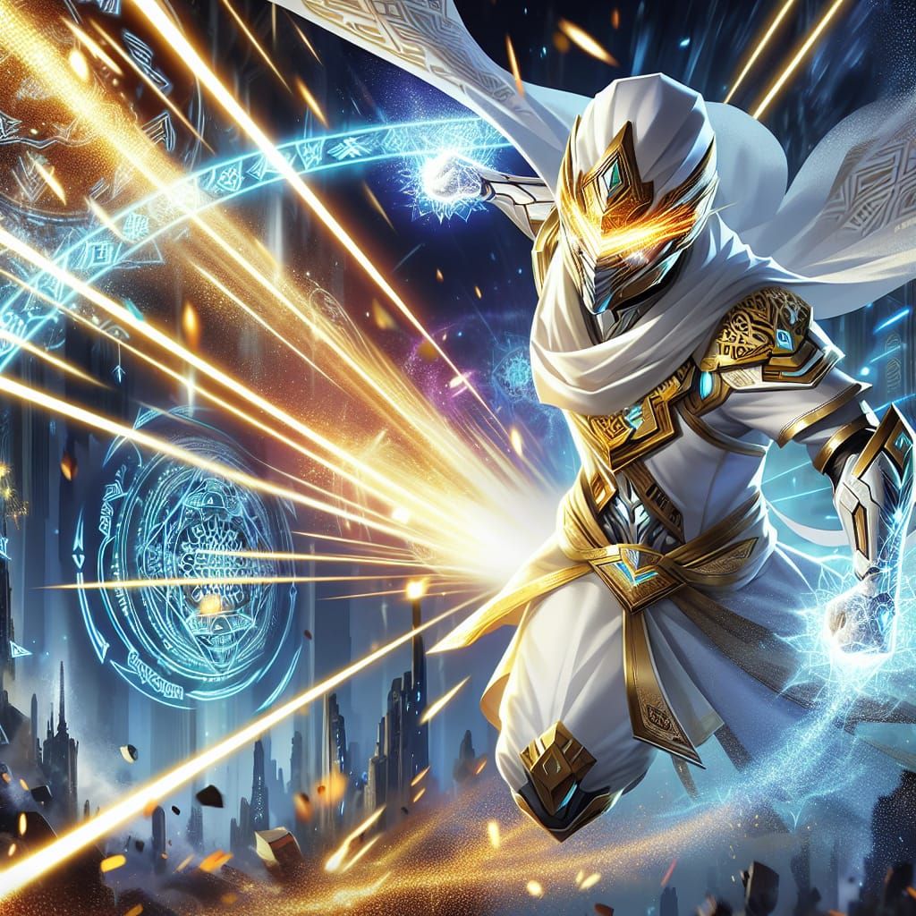 Anime Superheroine Unleashes Laser Beams in Ruined City