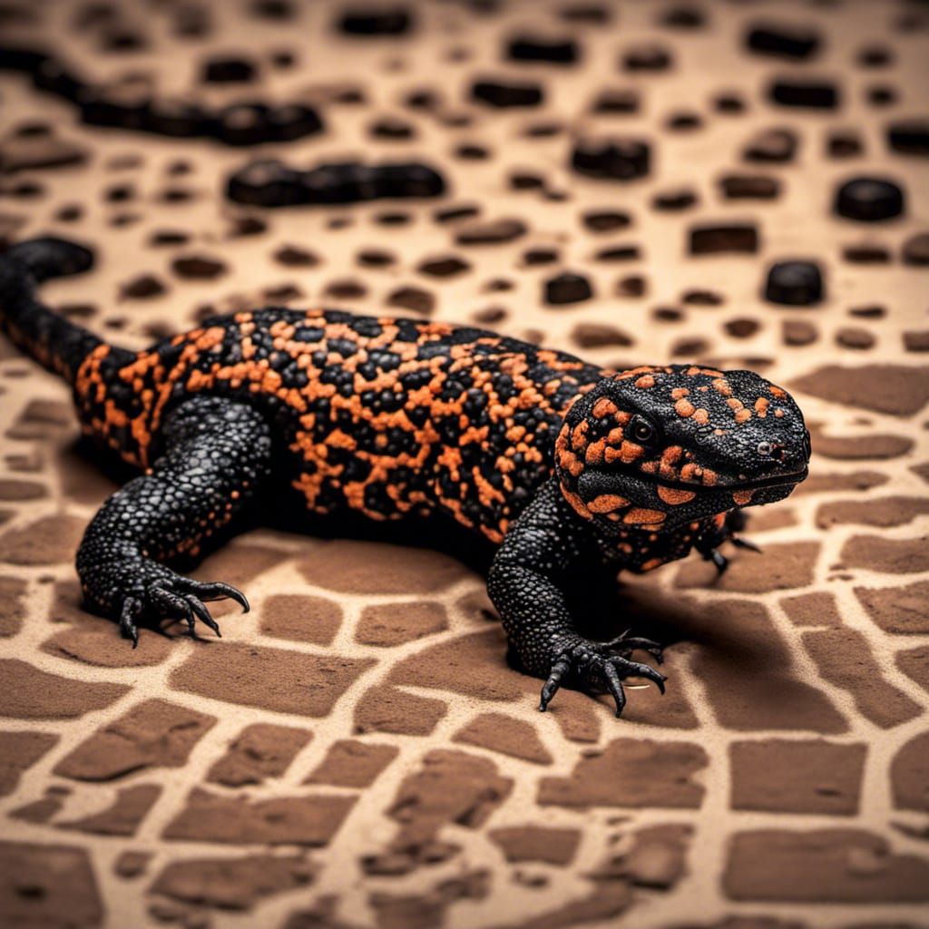 Coffeepunk Gila Monster with Dramatic Lighting