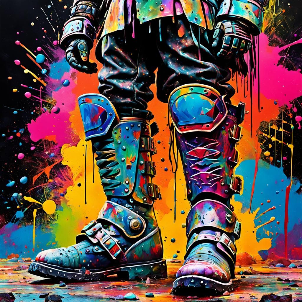 Vibrant Graffiti Art Depicts War-Torn Boots in Close-Up