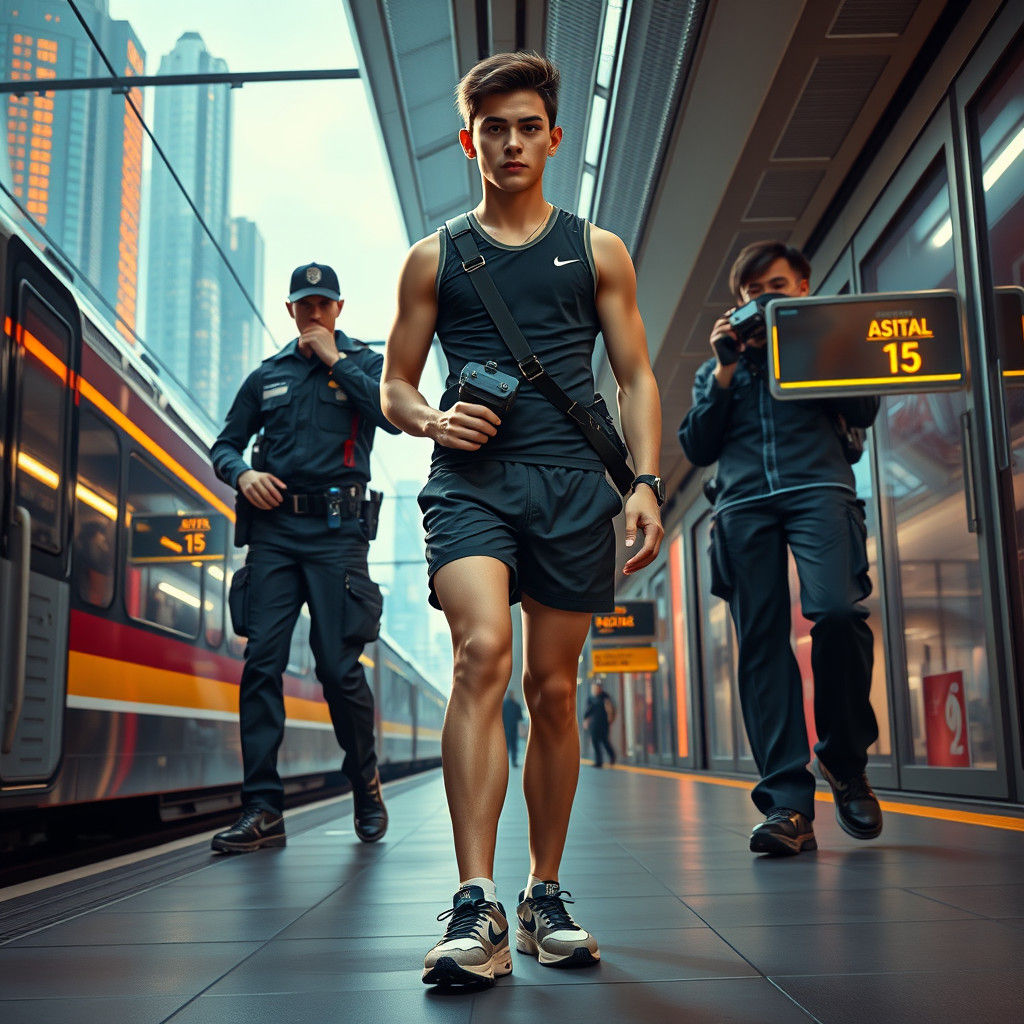 Authority Meets Rebellion in Futuristic Cityscape