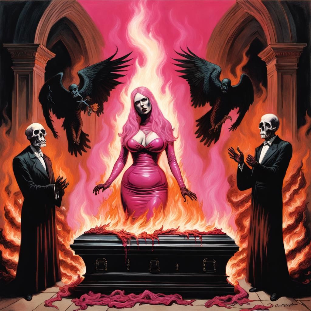 Horrific Latex Figures Ablaze, Dark Gothic Horror