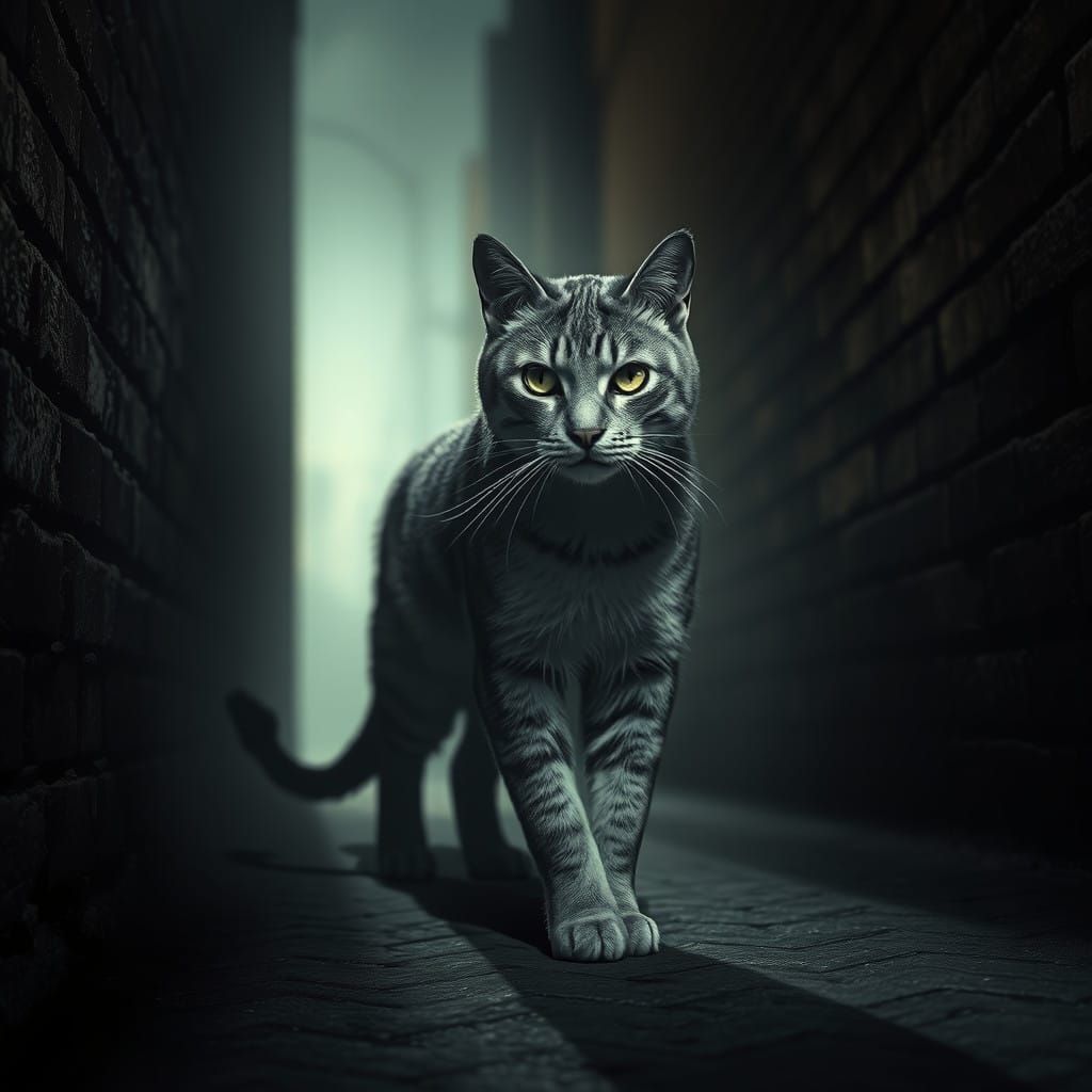 Gray and White Cat Transforms into a Majestic Lion in Epic D...