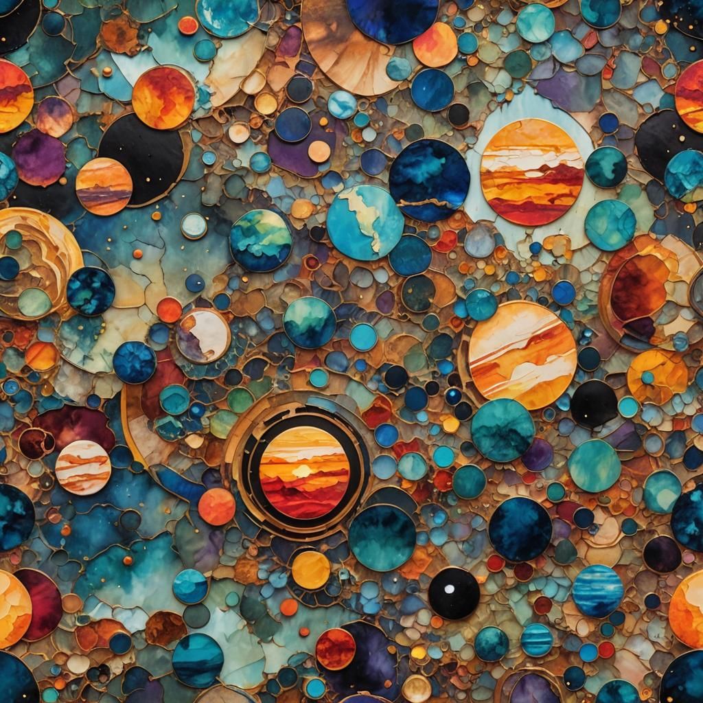 Planets at Sunrise in Art Deco Style