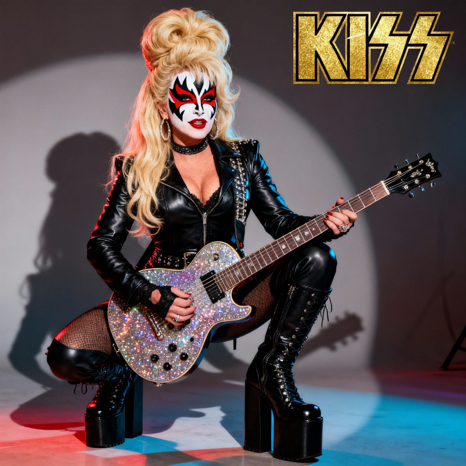 Dolly Parton as KISS Band Member - Studio Album Cover