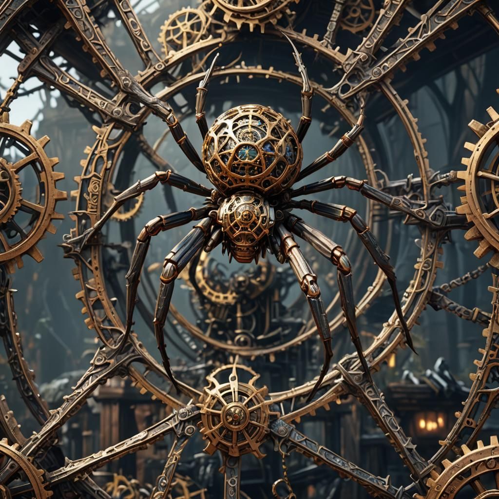 Mechanical Spider Crafted from Gears