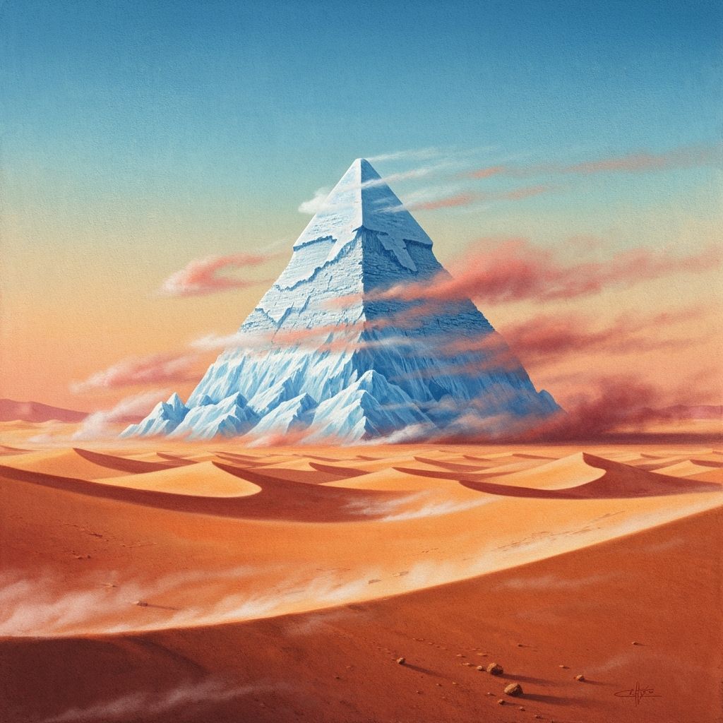 Surreal Iceberg Pyramid in Scorching Desert