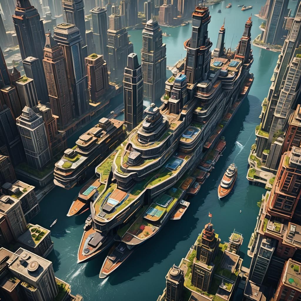Futuristic Floating City Concept Art